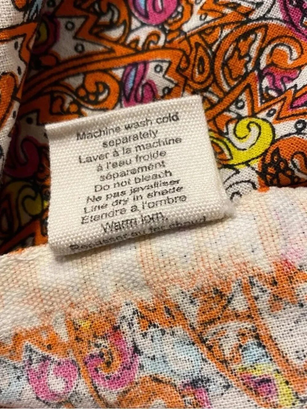 Anthropologie cotton pink orange feather print 84